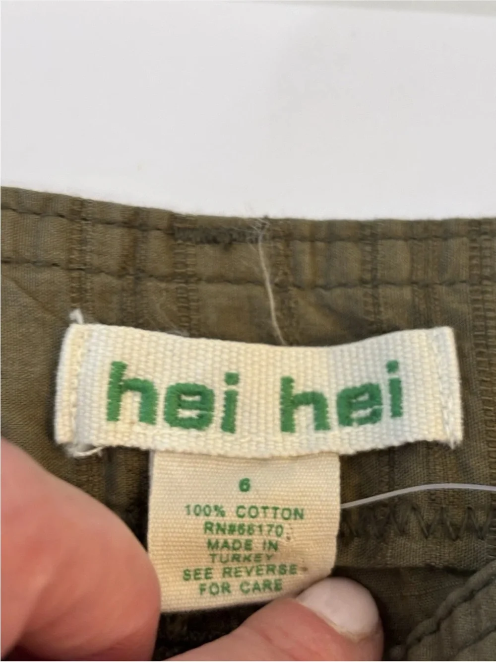 Hei Hei Anthropologie Olive Green Cargo Capri Pants Tie Hem Women’s 6
